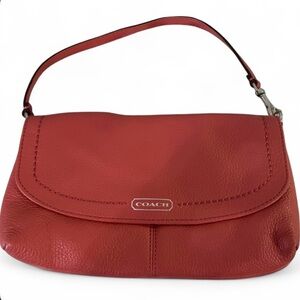Coach Coral Leather Shoulder Bag Small Flap Purse‎ Y2K Mini Handbag Classic